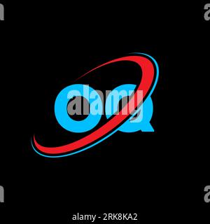 OQ O Q letter logo design. Initial letter OQ linked circle uppercase monogram logo red and blue. OQ logo, O Q design. oq, o q, O&Q Stock Vector