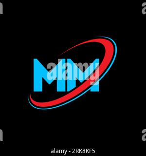 MM M M letter logo design. Initial letter MM linked circle uppercase monogram logo red and blue. MM logo, M M design. mm, m m Stock Vector