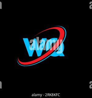 WQ W Q letter logo design. Initial letter WQ linked circle uppercase monogram logo red and blue. WQ logo, W Q design. wq, w q, W&Q Stock Vector