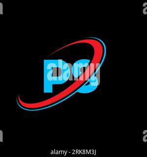PS P S letter logo design. Initial letter PS linked circle uppercase monogram logo red and blue. PS logo, P S design. ps, p s Stock Vector