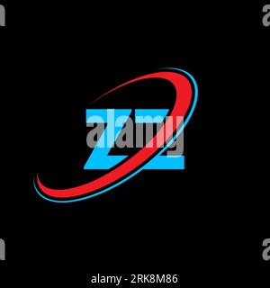 ZZ Z Z letter logo design. Initial letter ZZ linked circle uppercase monogram logo red and blue. ZZ logo, Z Z design. zz, z z Stock Vector