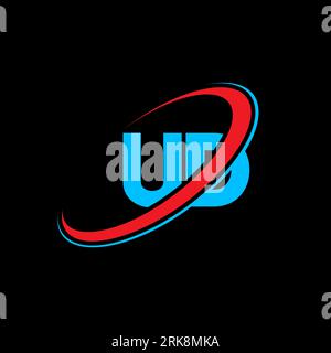 UD U D letter logo design. Initial letter UD linked circle uppercase monogram logo red and blue. UD logo, U D design. ud, u d Stock Vector