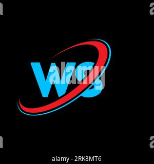WS W S letter logo design. Initial letter WS linked circle uppercase monogram logo red and blue. WS logo, W S design. ws, w s Stock Vector