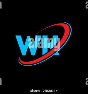 WK W K letter logo design. Initial letter WK linked circle uppercase monogram logo red and blue. WK logo, W K design. wk, w k Stock Vector
