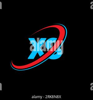 XS X S letter logo design. Initial letter XS linked circle uppercase monogram logo red and blue. XS logo, X S design. xs, x s Stock Vector