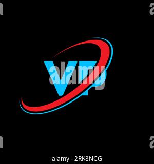 VP V P letter logo design. Initial letter VP linked circle uppercase monogram logo red and blue. VP logo, V P design. vp, v p, V&P Stock Vector