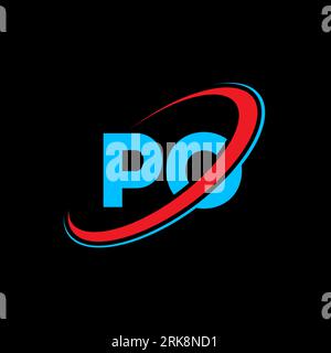 PO P O letter logo design. Initial letter PO linked circle uppercase monogram logo red and blue. PO logo, P O design. po, p o, p&o Stock Vector