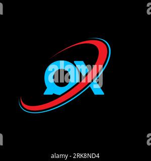 QX Q X letter logo design. Initial letter QX linked circle uppercase monogram logo red and blue. QX logo, Q X design. qx, q x Stock Vector