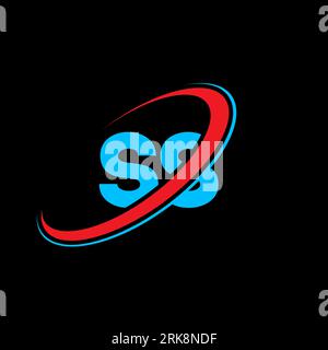 SS S S letter logo design. Initial letter SS linked circle uppercase monogram logo red and blue. SS logo, S S design. ss, s s Stock Vector