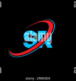SR S R letter logo design. Initial letter SR linked circle uppercase monogram logo red and blue. SR logo, S R design. sr, s r Stock Vector