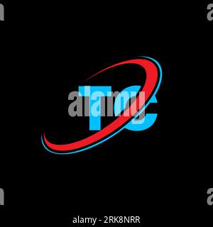TC T C letter logo design. Initial letter TC linked circle uppercase monogram logo red and blue. TC logo, T C design. tc, t c Stock Vector