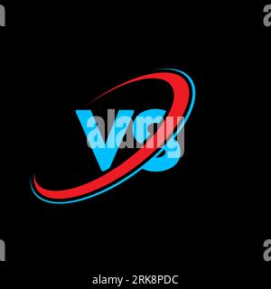 VS V S letter logo design. Initial letter VS linked circle uppercase monogram logo red and blue. VS logo, V S design. vs, v s Stock Vector