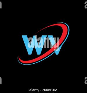 WV W V letter logo design. Initial letter WV linked circle uppercase monogram logo red and blue. WV logo, W V design. wv, w v Stock Vector