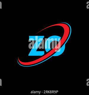 ZO Z O letter logo design. Initial letter ZO linked circle uppercase monogram logo red and blue. ZO logo, Z O design. zo, z o, Z&O Stock Vector