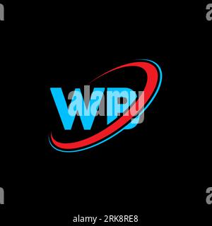 WB W B letter logo design. Initial letter WB linked circle uppercase monogram logo red and blue. WB logo, W B design. wb, w b Stock Vector