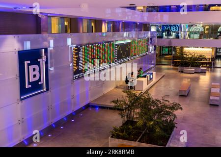 Sao Paulo, Brazil, 11-21-2022: View of the MUB3 rooms, Bolsa do Brasil Museum, a place that tells the story of the Stock Exchanges in the country in the building of B3, former headquarters of BOVESPA Stock Photo