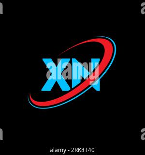 XN X N letter logo design. Initial letter XN linked circle uppercase monogram logo red and blue. XN logo, X N design. xn, x n Stock Vector