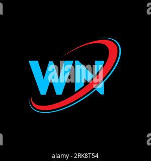 WN W N letter logo design. Initial letter WN linked circle uppercase monogram logo red and blue. WN logo, W N design. wn, w n Stock Vector