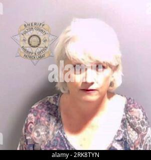 Atlanta, USA. 23rd Aug, 2023. Cathleen Latham, seen here in a booking photo released to the media by the Fulton County Sheriff's Office, surrendered at the Fulton County Jail on charges related to a Georgia case involving former President Donald Trump that is alleging an illegal plot to overturn the former president's 2020 election loss. (Photo by Fulton County Sheriff's Office via Credit: Sipa USA/Alamy Live News Stock Photo