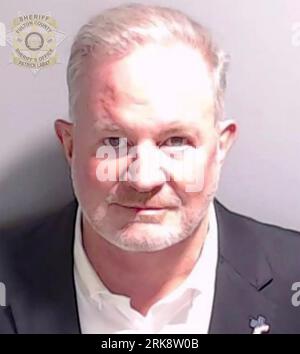 Atlanta, USA. 23rd Aug, 2023. Scott Hall, seen here in a booking photo released to the media by the Fulton County Sheriff's Office, surrendered at the Fulton County Jail on charges related to a Georgia case involving former President Donald Trump that is alleging an illegal plot to overturn the former president's 2020 election loss. (Photo by Fulton County Sheriff's Office via Credit: Sipa USA/Alamy Live News Stock Photo