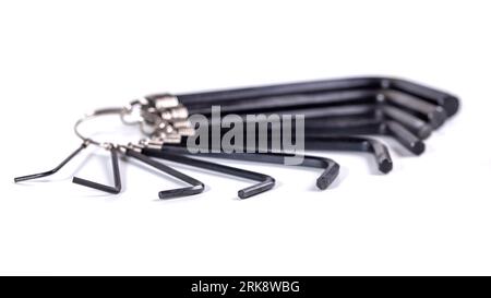 hex key wrench isolated on white background, hex key wrench isolated on white background, allen keys Stock Photo