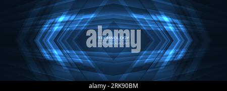 Abstract blue futuristic technology background concept high-speed movement with dynamic motion blue hi tech digital arrows and rhomb. Vector Stock Vector