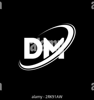 DM D M letter logo design. Initial letter DM linked circle uppercase monogram logo red and blue. DM logo, D M design. dm, d m Stock Vector