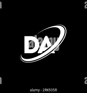 DA D A letter logo design. Initial letter DA linked circle uppercase monogram logo red and blue. DA logo, D A design. da, d a Stock Vector