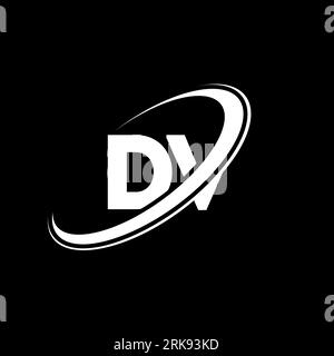 DV D V letter logo design. Initial letter DV linked circle uppercase monogram logo red and blue. DV logo, D V design. dv, d v Stock Vector