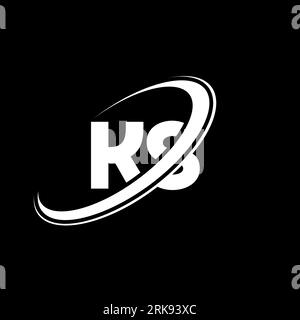 KS K S letter logo design. Initial letter KS linked circle uppercase monogram logo red and blue. KS logo, K S design. ks, k s Stock Vector