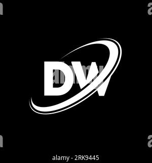 DW D W letter logo design. Initial letter DW linked circle uppercase monogram logo red and blue. DW logo, D W design. dw, d w Stock Vector