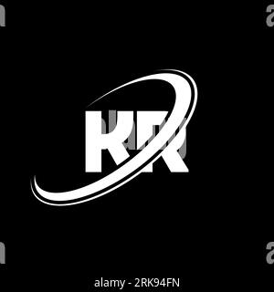 KR K R letter logo design. Initial letter KR linked circle uppercase monogram logo red and blue. KR logo, K R design. kr, k r Stock Vector