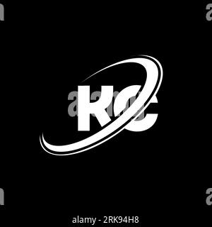 KC K C letter logo design. Initial letter KC linked circle uppercase monogram logo red and blue. KC logo, K C design. kc, k c Stock Vector