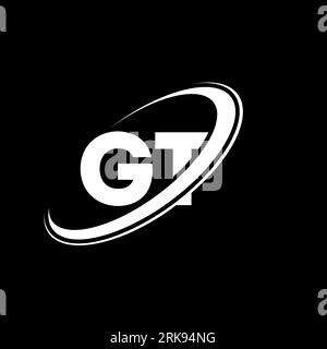 GT G T letter logo design. Initial letter GT linked circle uppercase monogram logo red and blue. GT logo, G T design. gt, g t Stock Vector