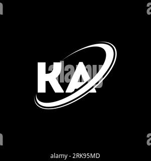 KA K A letter logo design. Initial letter KA linked circle uppercase monogram logo red and blue. KA logo, K A design. ka, k a Stock Vector