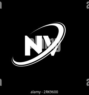 NV N V letter logo design. Initial letter NV linked circle uppercase monogram logo red and blue. NV logo, N V design. nv, n v Stock Vector