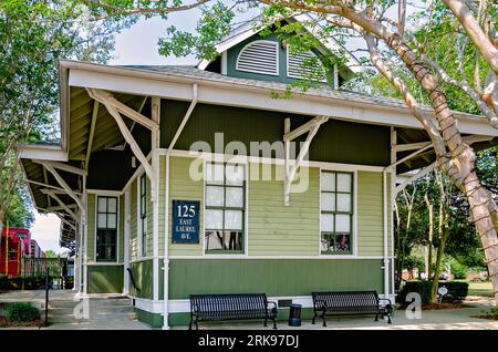 The historic Foley Train Depot, which now houses the Foley Railroad Museum, is pictured, Aug. 19, 2023, in Foley, Alabama. It was built in 1909. Stock Photo