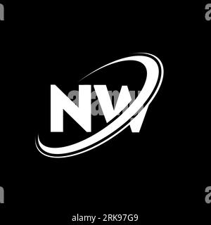 NW N W letter logo design. Initial letter NW linked circle uppercase monogram logo red and blue. NW logo, N W design. nw, n w Stock Vector
