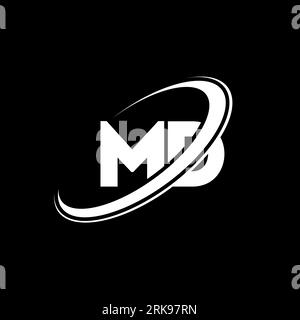 MD M D letter logo design. Initial letter MD linked circle uppercase monogram logo red and blue. MD logo, M D design. md, m d Stock Vector