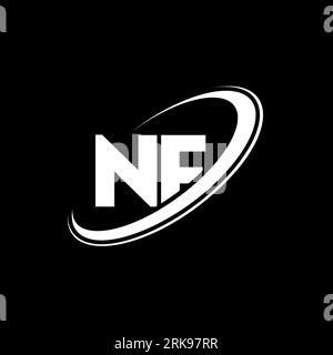 NF N F letter logo design. Initial letter NF linked circle uppercase monogram logo red and blue. NF logo, N F design. nf, n f Stock Vector