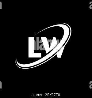 LW L W letter logo design. Initial letter LW linked circle uppercase monogram logo red and blue. LW logo, L W design. lw, l w Stock Vector