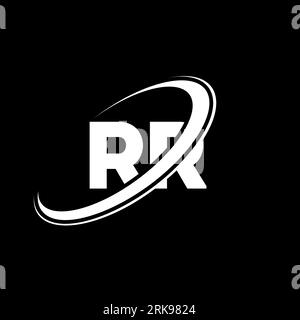 RR R R letter logo design. Initial letter RR linked circle uppercase monogram logo red and blue. RR logo, R R design. rr, r r Stock Vector