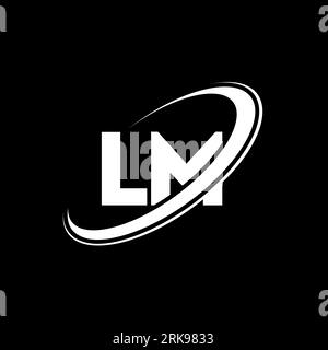 LM L M letter logo design. Initial letter LM linked circle uppercase monogram logo red and blue. LM logo, L M design. lm, l m Stock Vector