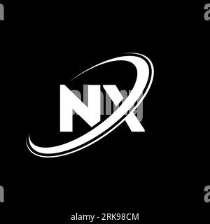 NX N X letter logo design. Initial letter NX linked circle uppercase monogram logo red and blue. NX logo, N X design. nx, n x Stock Vector