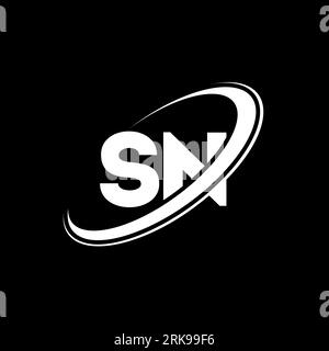 SN S N letter logo design. Initial letter SN linked circle uppercase monogram logo red and blue. SN logo, S N design. sn, s n Stock Vector