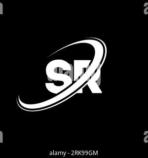 SR S R letter logo design. Initial letter SR linked circle uppercase monogram logo red and blue. SR logo, S R design. sr, s r Stock Vector