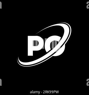 PO logo. P O design. White PO letter. PO/P O letter logo design. Initial letter PO linked circle uppercase monogram logo. Stock Vector