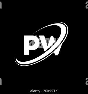 PW logo. P W design. White PW letter. PW/P W letter logo design. Initial letter PW linked circle uppercase monogram logo. Stock Vector