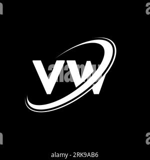 VW V W letter logo design. Initial letter VW linked circle uppercase monogram logo red and blue. VW logo, V W design. vw, v w Stock Vector