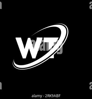 WT W T letter logo design. Initial letter WT linked circle uppercase monogram logo white color. WT logo, W T design. wt, w t Stock Vector